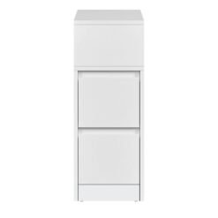 Narrow Side Table with 2 Drawers, Nightstand for Bedroom, Flexible Storage Assembly, Living Room, White