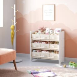 Toy Organiser, Kid Toy Shelf with 9 Non-Woven Fabric Boxes, for Children's Room and Playroom