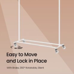 Clothes Rack on Wheels, Heavy Duty Clothes Rail, 45 x (92-132) x 161.5 cm