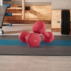 Set of 2 Dumbbells, 2 x 4 kg Hand Weights with Neoprene Coating