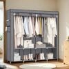 Portable Closet, Wardrobe Closet Organiser with Cover, 4 Hanging Rods and Shelves