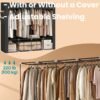 Portable Closet, Wardrobe Closet Organiser with Cover, 4 Hanging Rods and Shelves