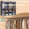 Portable Closet, Wardrobe Closet Organiser with Cover, 4 Hanging Rods and Shelves