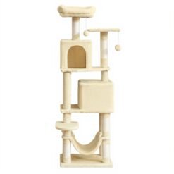 150 cm Cat Tower for Indoor Cats, Plush Multi-Level Cat Condo