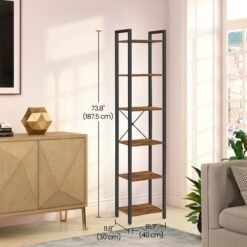 Storage Rack with 6 Tiers, Book Shelf, 30 x 40 x 187.5 cm, for Study, Living Room, Bedroom, Brown