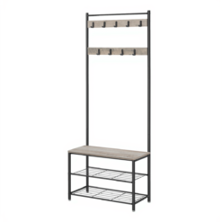 Hallway Coat and Shoe Rack with Bench, Greige