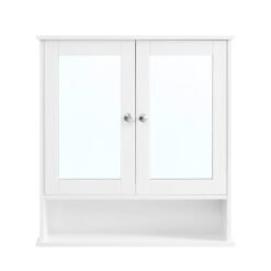 Bathroom Cabinet with Mirror, Wall Cabinet with 2 Mirrored Doors, Adjustable Shelf