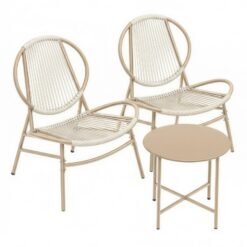 3-Piece Patio Bistro Furniture Set with Acapulco Chairs, Side Table and 2 Chairs