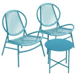 3-Piece Patio Bistro Furniture Set with Acapulco Chairs, Side Table and 2 Chairs