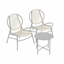 3-Piece Patio Bistro Furniture Set with Acapulco Chairs, Side Table and 2 Chairs