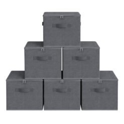 Foldable Storage Organiser Boxes, Set of 6 Storage Basket Bins with Handles