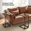 C-Shaped Sofa Table, End Table with Metal Frame, Side Table for Living Room