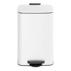 Pedal Waste Bin, 20 L Steel Bin with Inner Bucket, Soft Close, for Kitchen, Stays Open, White