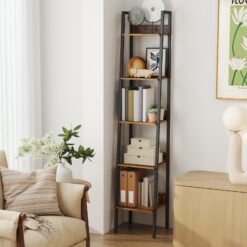 Bookshelf, 5-Tier Narrow Book Shelf, Ladder Shelf for Home Office, Living Room