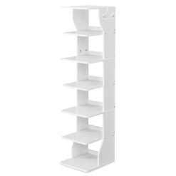 Narrow Shoe Stand, 6-Tier Shoe Storage Rack for Smal Spaces, White