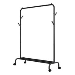 Clothes Rack with Wheels, Steel Garment Rail
