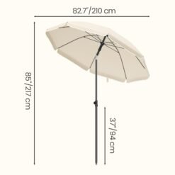 Outdoor Patio Umbrella, Adjustable Height Sun Parasol with 30° Dual Tilt