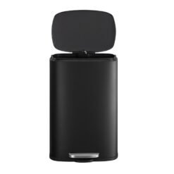 Pedal Rubbish Can 13 Gallon, Steel Trash Bin with Inner Bucket, Soft Close, for Kitchen, Black