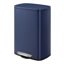 Pedal Rubbish Can 13 Gallon, Steel Trash Bin with Inner Bucket, Soft Close, for Kitchen, Blue