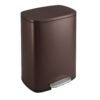 Waste Bin 50L, Steel Step-On Pedal Bin with Soft Close, for Kitchen, Removable Inner Bucket, Brown