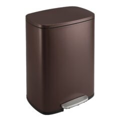 Waste Bin 50L, Steel Step-On Pedal Bin with Soft Close, for Kitchen, Removable Inner Bucket, Brown