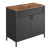 Steel Floor Cabinet, Metal Storage Unit with Adjusatble Shelf, for Office, Brown and Black