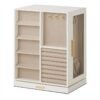 Rotating Jewellery Box with Drawers, Jewellery Storage Organiser for Vanity, Space-Saving Vertical Display Case, White
