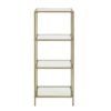 Bookcase, Tempered Glass Shelving Unit, Bookshelf with Steel Frame, 4-Tier Shelf for Living Room Study Bathroom, Gold