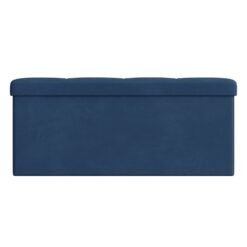 Foldable Bench Ottoman, Cube Storage Footstool, for Bedroom, Living Room, 300 kg Capacity, Blue