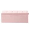 Foldable Bench Ottoman, Cube Storage Footstool, for Bedroom, Living Room, 300 kg Capacity, Pink