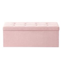 Foldable Bench Ottoman, Cube Storage Footstool, for Bedroom, Living Room, 300 kg Capacity, Pink