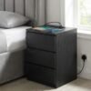 Nightstand with Charging Station, Bedside Table, Side End Table with 3 Drawers
