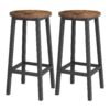 Set of 2 Kitchen Bar Stools, Dining Room Bar Chairs for Breakfast Bar, Metal Frame, with Footrests, Brown and Black