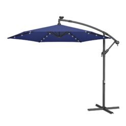 Outdoor Hanging Parasol Umbrella, 3 m Cantilever Sunshade with Base
