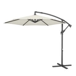 Outdoor Patio Umbrella, 3 m Hanging Parasol with Crank and Base
