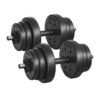 Dumbbells Set, Barbell, 2 x 10 kg Adjustable Dumbbells with Extra Barbell Bar