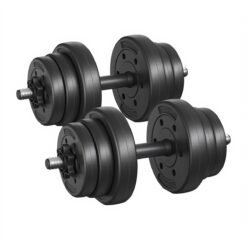 Dumbbells Set, Barbell, 2 x 10 kg Adjustable Dumbbells with Extra Barbell Bar