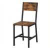 Set of 2 Kitchen Chairs, Rustic Dining Chairs with Back, for Kitchen, Bedroom, Living Room, Rustic Brown and Black