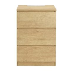 Nightstand with Charging Station, Bedside Table, Side End Table with 3 Drawers