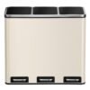 Triple Pedal Bin, 54 L Recycling Kitchen Waste Bin, Soft-Close Lids, Steel, for Home, Beige