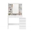 LED Dressing Table with Mirror, Ample Storage and Adjustable Shelves, Modern White Vanity Desk