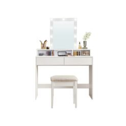 Dressing Table, LED Lights with Adjustable Brightness, Vanity Table with Mirror