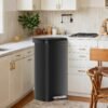 Large Pedal Rubbish Bin, 68 L Metal Waste Bin with Lid, Tal for Kitchen, Black