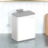 Steel Compost Bin with Lid, 8L Trash Can Hanging or Wall-Mounted, Kitchen Cabinet