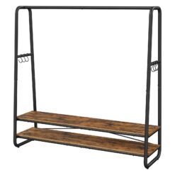 Clothes Rack with Shelves, Steel Frame Coat Stand