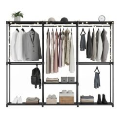 Wardrobe Closet Organizer with Shelves, Freestanding Clothes Rack