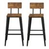 Set of 2 Industrial Kitchen Bar Stools, Bar Chairs for Breakfast Bar, Metal Frame, Supportive Backrest, Black