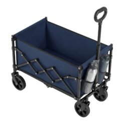 Foldable Festival and Camping Trolley with Adjustable Handle and 4 Reinforced Wheels, Outdoor Garden Wagon