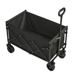 Foldable Festival and Camping Trolley with Adjustable Handle and 4 Reinforced Wheels, Outdoor Garden Wagon