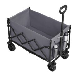 Foldable Festival and Camping Trolley with Adjustable Handle and 4 Reinforced Wheels, Outdoor Garden Wagon